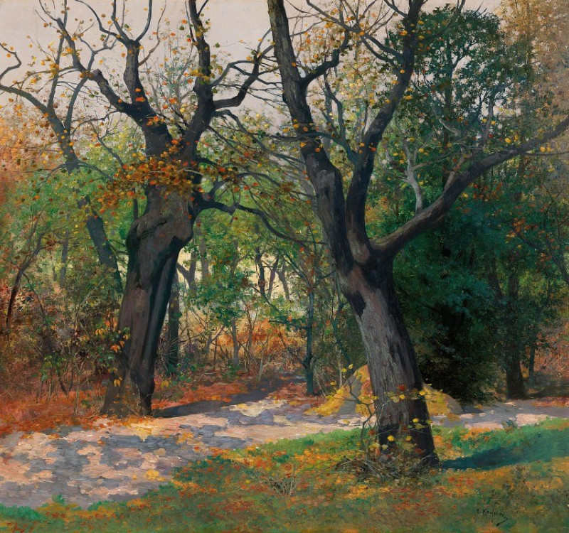 Autumn Morning reproduction of painting by Adolf Kaufmann. ALL GICLEE PRINTS