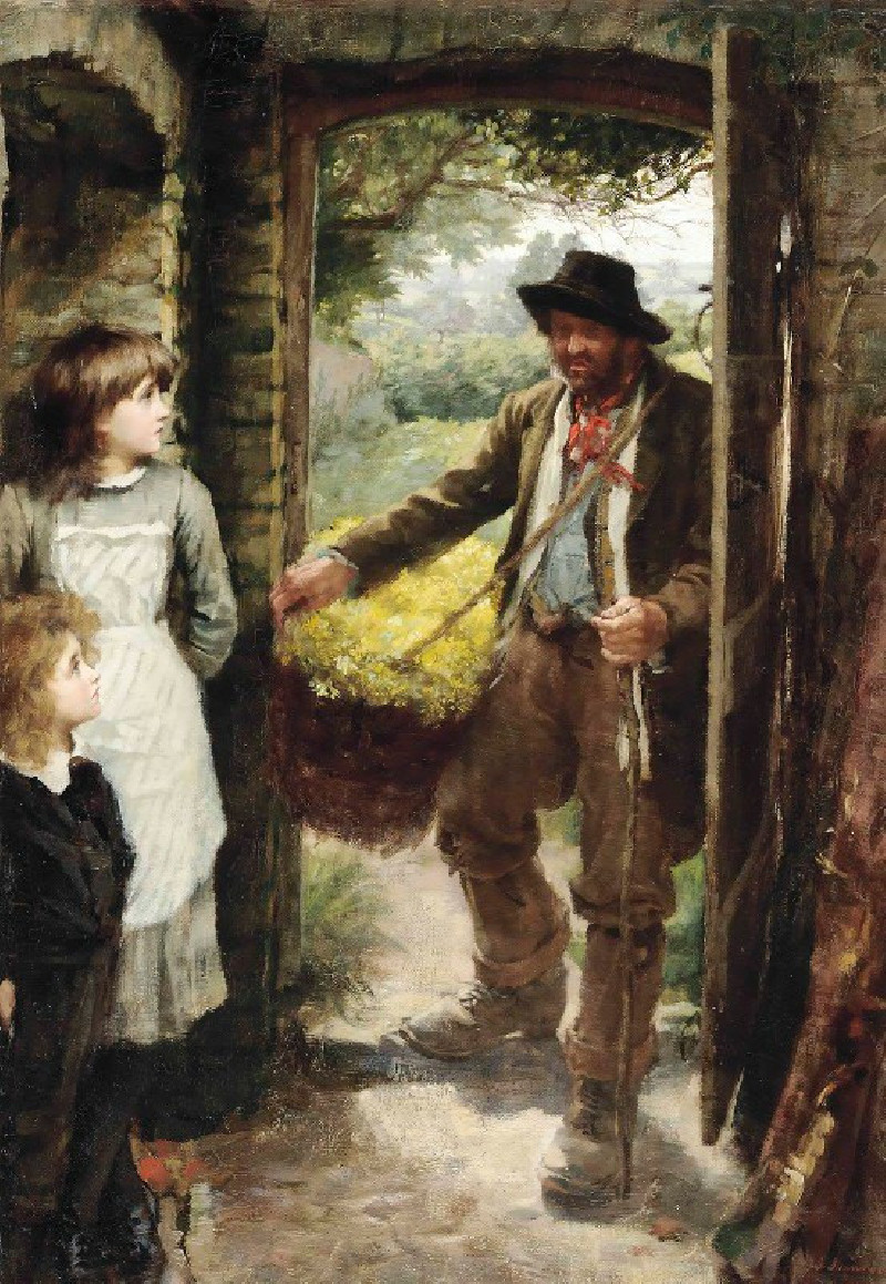 The cowslip gatherer (1884) reproduction of painting by James Jebusa Shannon. ALL GICLEE PRINTS