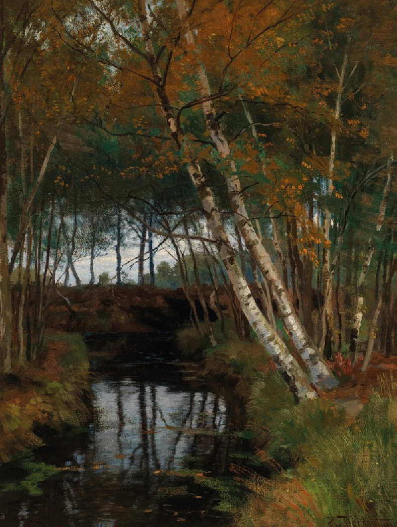 A Landscape with Stream and Birches (1902) reproduction of painting by Hugo Darnaut. ALL GICLEE PRINTS