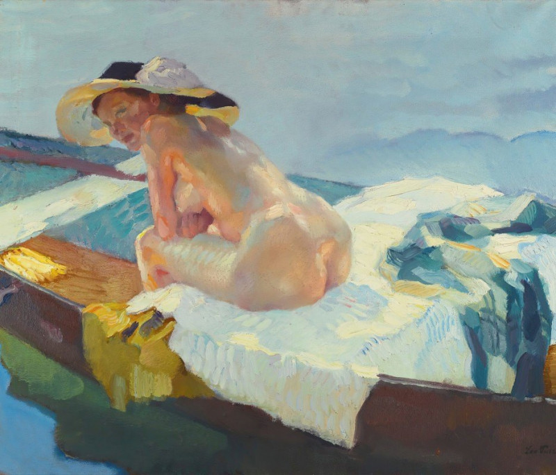 Im Kahn (The Rowboat) reproduction of painting by Leo Putz. ALL GICLEE PRINTS