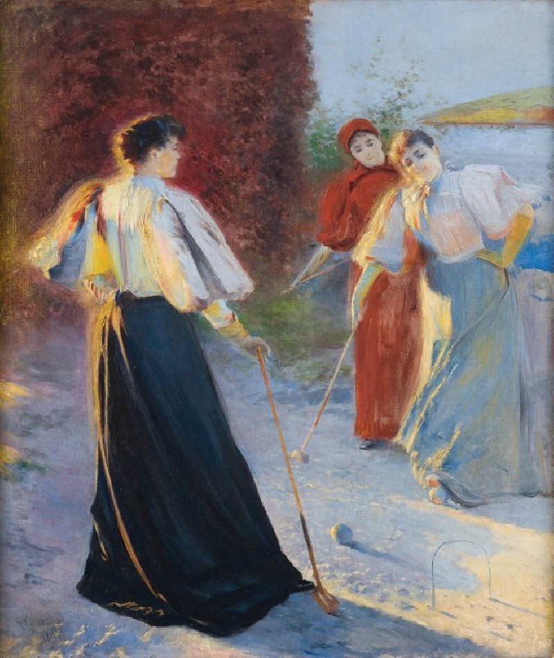 A Game of Crocquet (1895) reproduction of painting by Leon Wyczółkowski. ALL GICLEE PRINTS