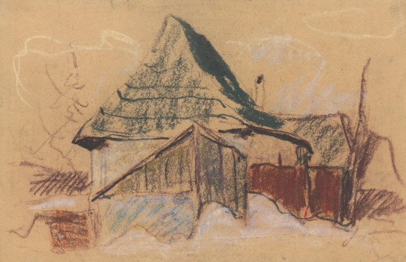 Mountain Cabin (1929) reproduction of painting by Zolo Palugyay. ALL GICLEE PRINTS