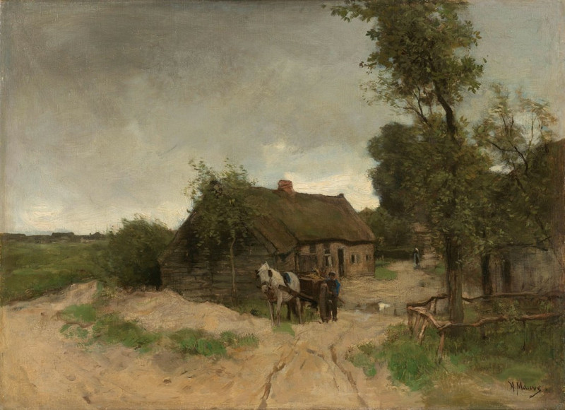 Huisje aan de zandweg (1870 - 1888) reproduction of painting by Anton Mauve. ALL GICLEE PRINTS