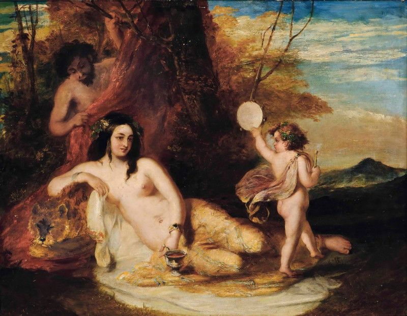 William Etty reprodukcija Satyr spying on a reclining nymph, VISOS REPRODUKCIJOS , paveikslai, reprodukcijos internetu