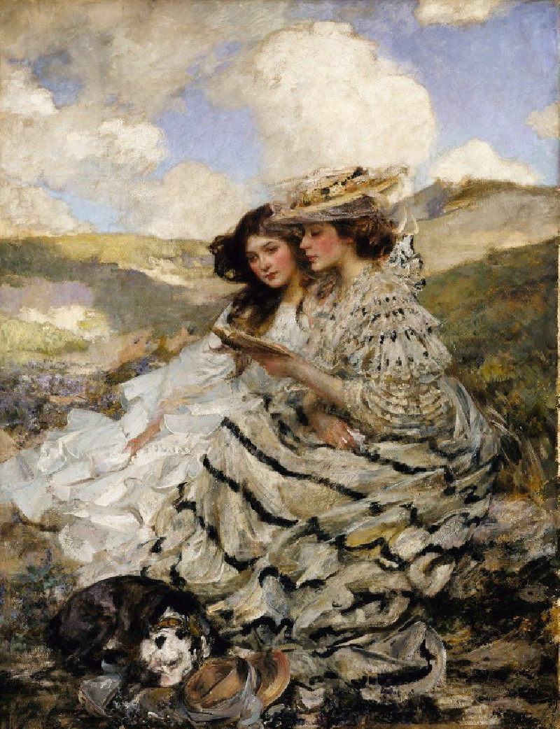 James Jebusa Shannon reprodukcija On the Dunes (Lady Shannon and Kitty) (ca. 1900-1910), VISOS REPRODUKCIJOS , paveikslai, re...