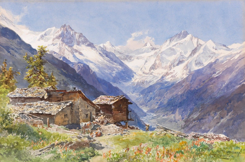 Die Alpe Barneuza (Wallis) (1900) reproduction of painting by Edward Theodore Compton. ALL GICLEE PRINTS