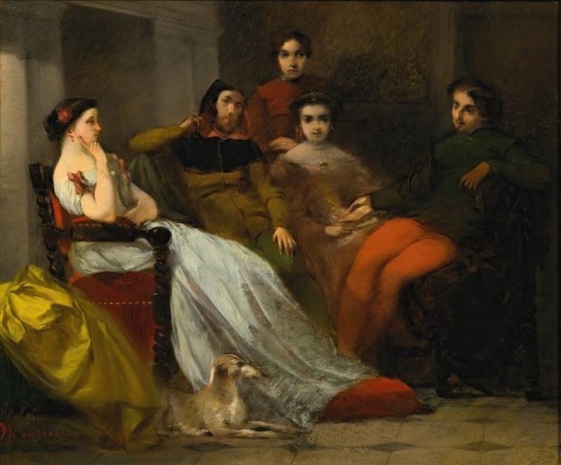 Conversation D’après Diner (circa 1852) reproduction of painting by Adolphe Monticelli. ALL GICLEE PRINTS