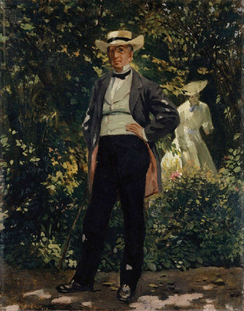 Portrait of the American Secretary of State William H. Seward in the Garden (1869) reproduction of painting by Frank Buchser....