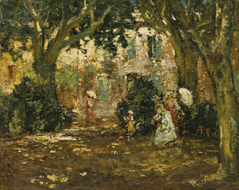 Women In A Garden reproduction of painting by Adolphe Monticelli. ALL GICLEE PRINTS