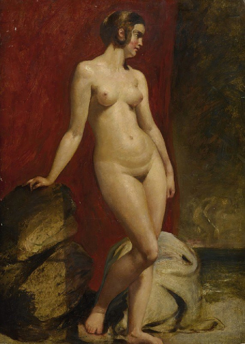 A Study Of A Standing Female Nude reproduction of painting by William Etty. Nude