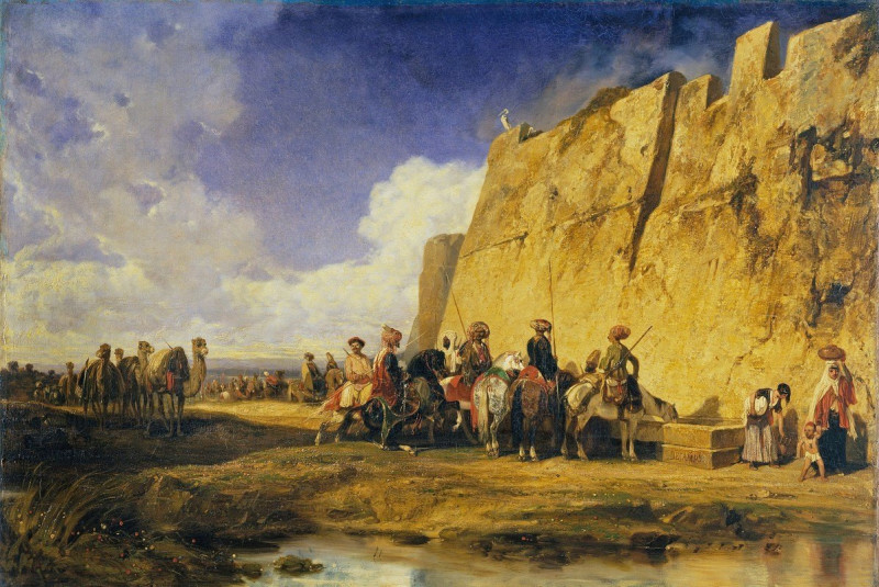 The Watering Place (c. 1832) reproduction of painting by Alexandre-Gabriel Decamps. ALL GICLEE PRINTS