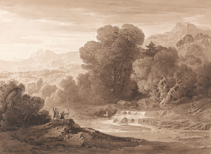 John Martin reprodukcija Archers Stalking a Stag (1821), VISOS REPRODUKCIJOS , paveikslai, reprodukcijos internetu