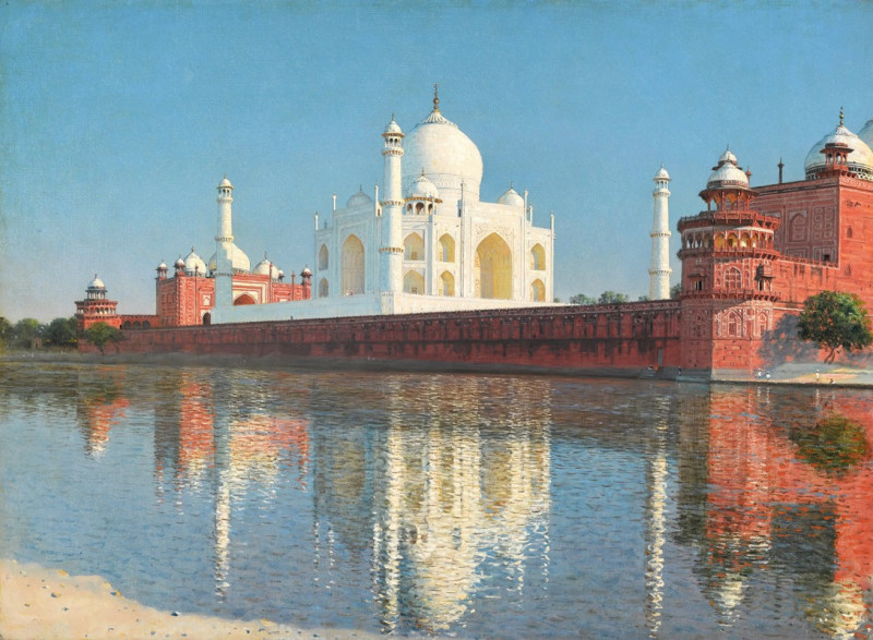 Taj Mahal Mausoleum, Agra (between 1874 and 1876) reproduction of painting by Vasily Vereshchagin. ALL GICLEE PRINTS