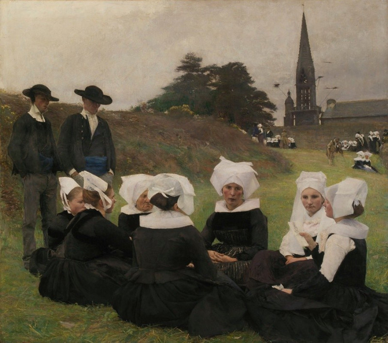 Breton Women at a Pardon (1887) reproduction of painting by Pascal-Adolphe-Jean Dagnan-Bouveret. ALL GICLEE PRINTS