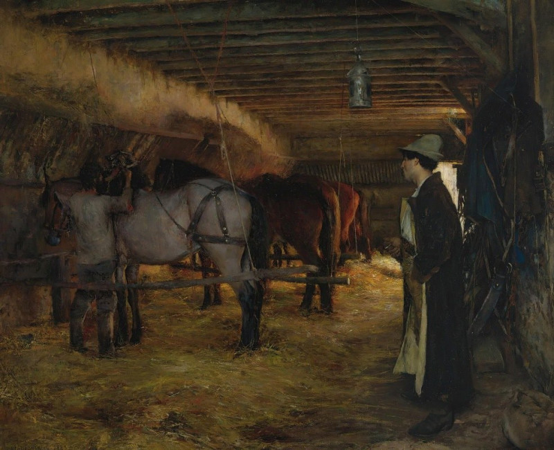 A stable (1883) reproduction of painting by Pascal-Adolphe-Jean Dagnan-Bouveret. ALL GICLEE PRINTS