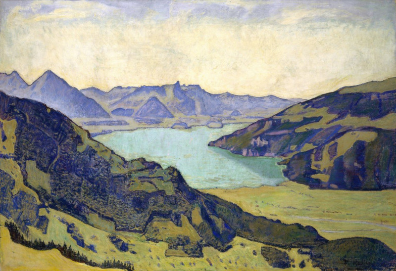 Lake Thun From Breitlauenen (1906) reproduction of painting by Ferdinand Hodler. ALL GICLEE PRINTS