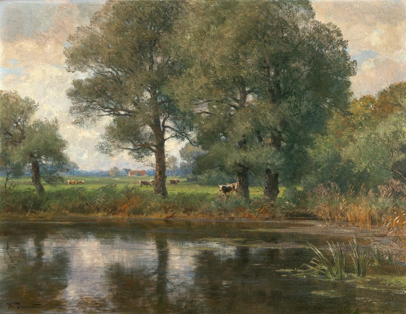 On the Banks of the Amper River reproduction of painting by Hugo Darnaut. ALL GICLEE PRINTS