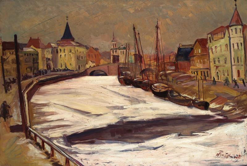 Talvine Tartu Emajõega (1935) reproduction of painting by Nikolai Triik. ALL GICLEE PRINTS