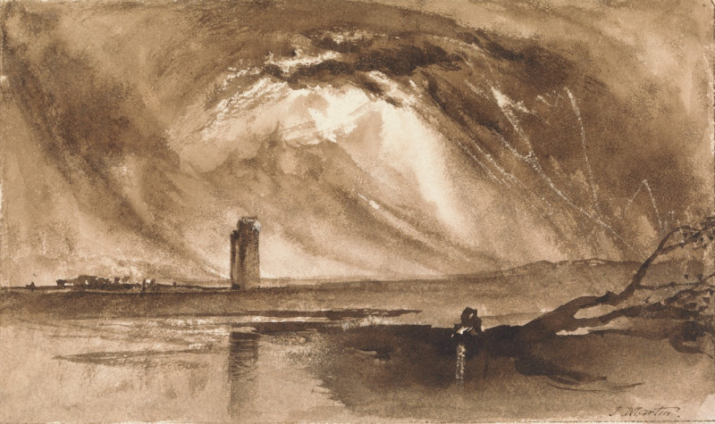 Landscape with Tower and Approaching Storm reproduction of painting by John Martin. ALL GICLEE PRINTS