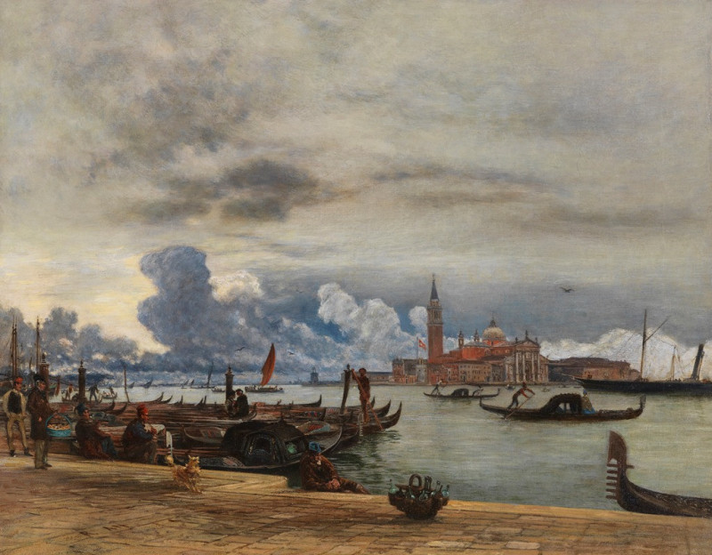 Blick nach San Giorgio Maggiore von der Mole in Venedig (After 1864) reproduction of painting by Rudolf von Alt. ALL GICLEE P...