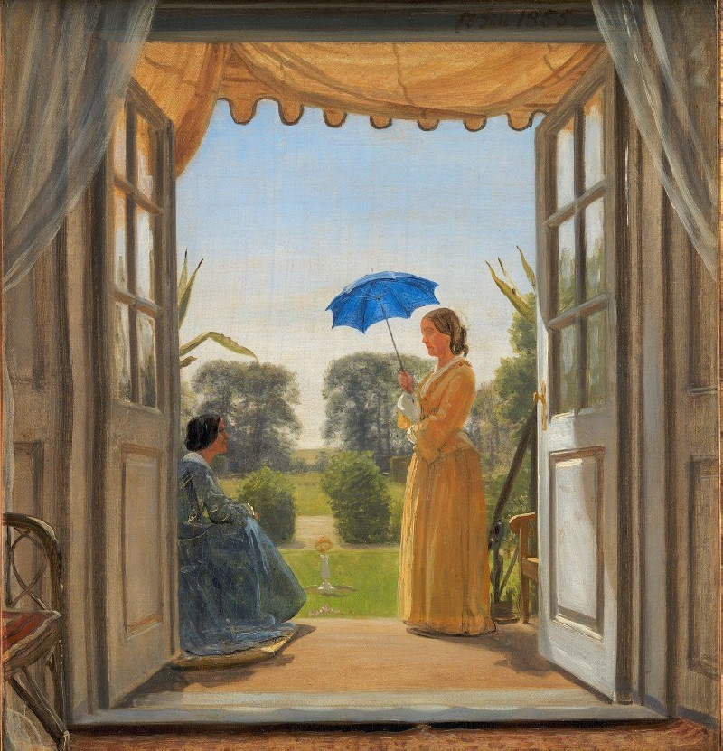 Caroline Dalgas og Jeanina Stampe på Nysø havetrappe (1854 - 1855) reproduction of painting by P. C. Skovgaard. ALL GICLEE PR...