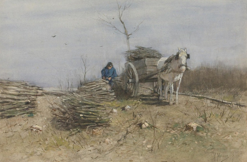 The wood gatherer reproduction of painting by Anton Mauve. ALL GICLEE PRINTS