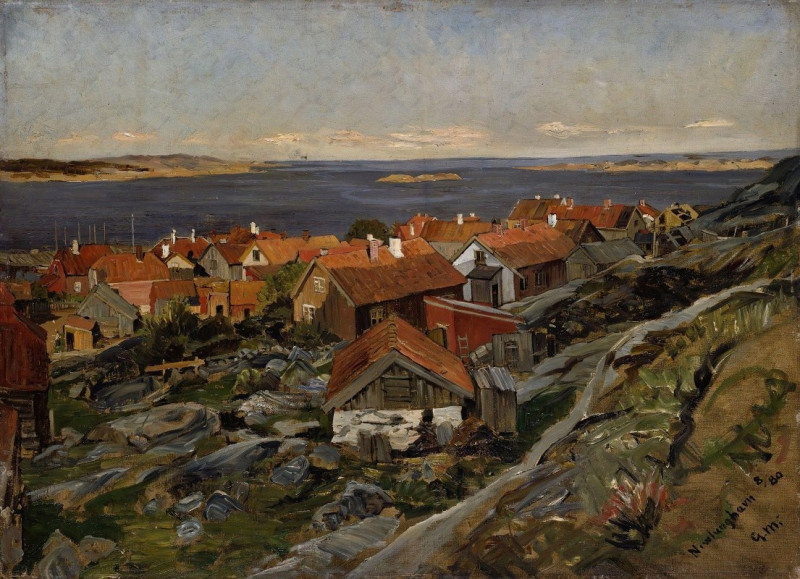 View of Nevlunghavn (1880) reproduction of painting by Gerhard Munthe. ALL GICLEE PRINTS