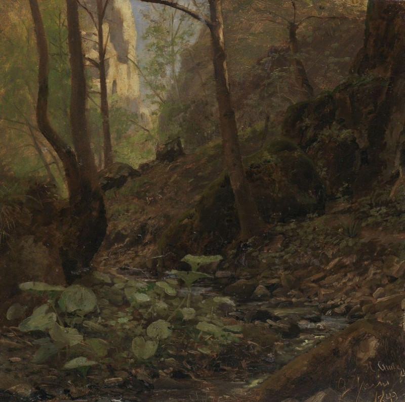 Forest Study (1842) reproduction of painting by Hans Gude. ALL GICLEE PRINTS