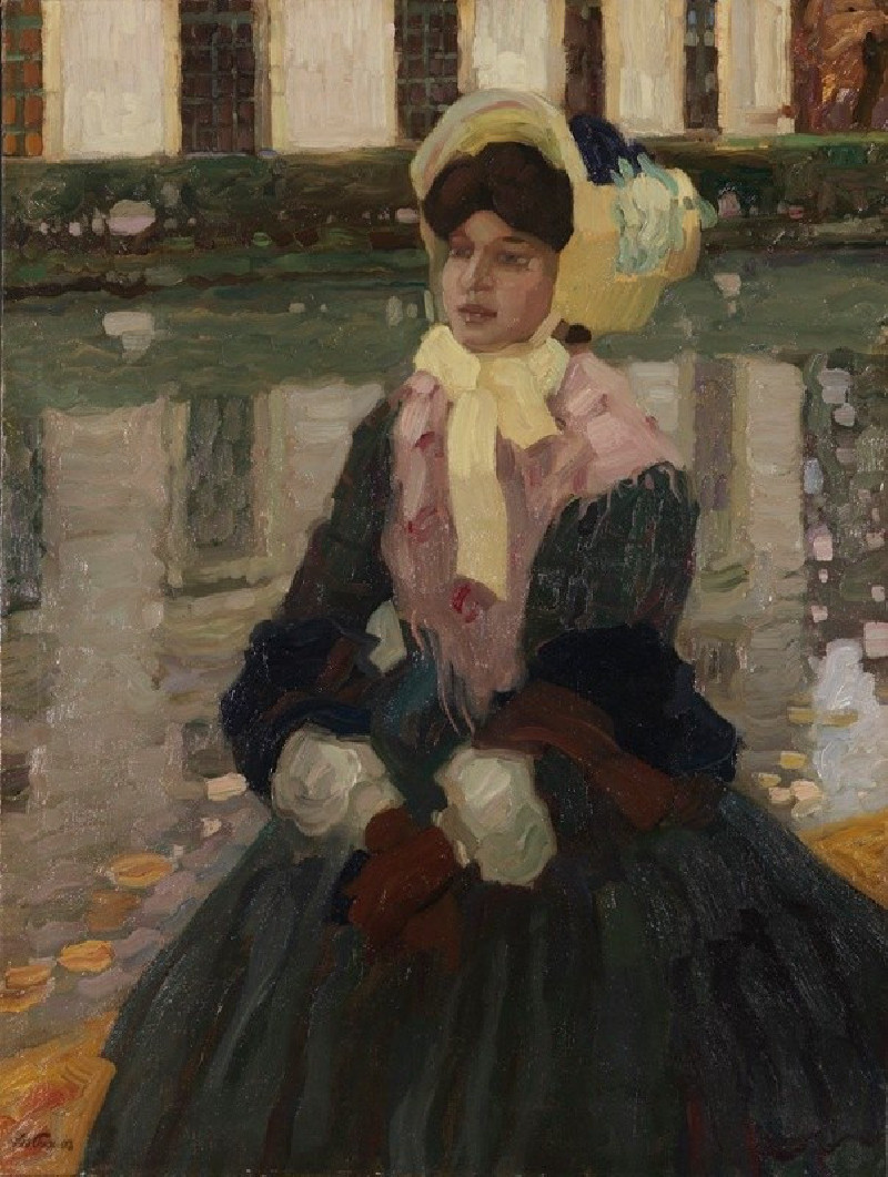 Porträt Veronika Kirmaier im Schleissheimer Garten (1903) reproduction of painting by Leo Putz. ALL GICLEE PRINTS