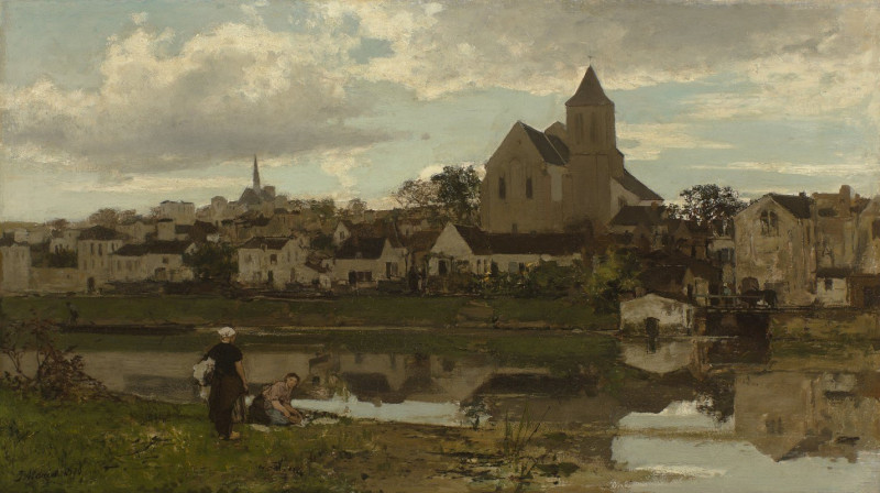 View at Montigny-sur-Loing (1870) reproduction of painting by Jacob Maris. ALL GICLEE PRINTS