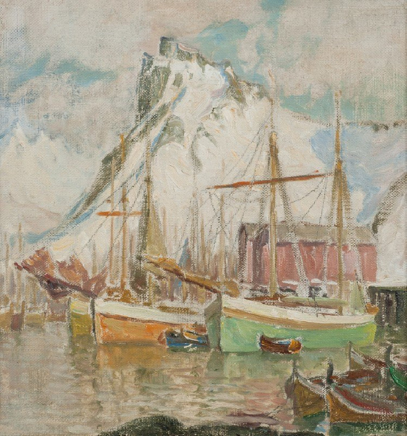 In the Harbour, Svolvaer. Study from Lofoten (1905) reproduction of painting by Anna Boberg. ALL GICLEE PRINTS