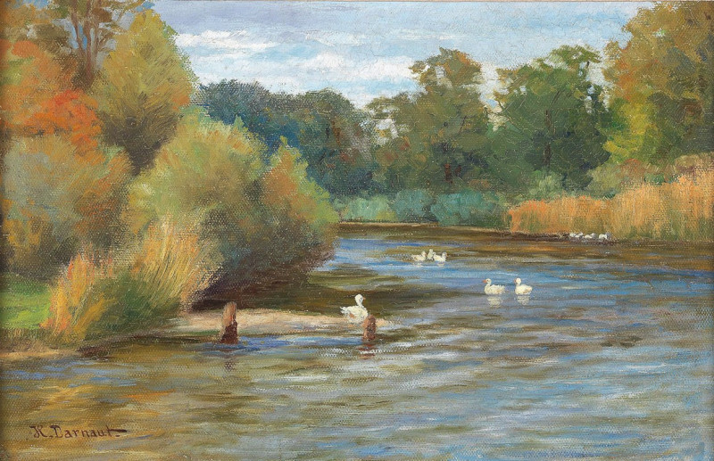 Enten am Weiher reproduction of painting by Hugo Darnaut. ALL GICLEE PRINTS