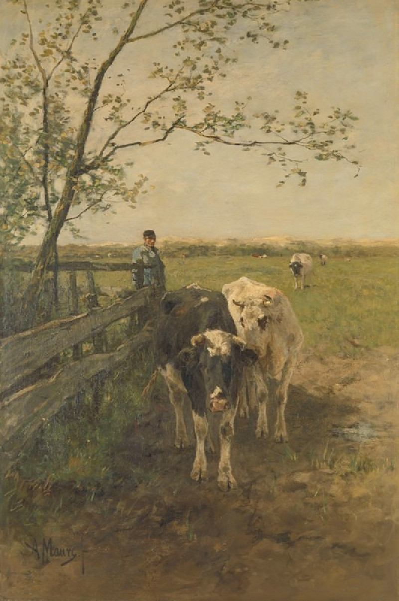 De melkbocht (1870 - 1888) reproduction of painting by Anton Mauve. ALL GICLEE PRINTS