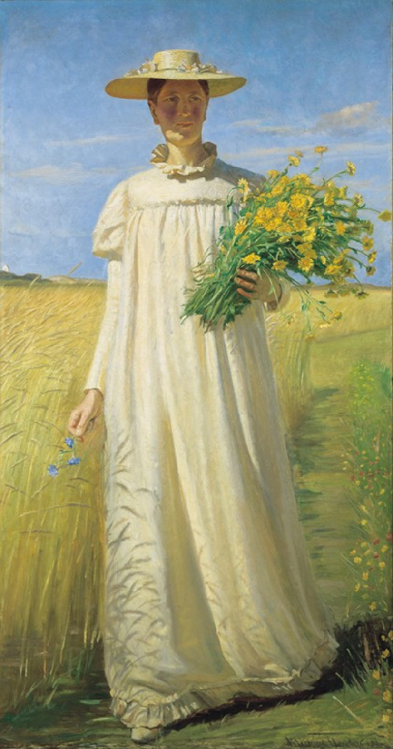 Michael Ancher reprodukcija Anna Ancher returning from the field (1902), VISOS REPRODUKCIJOS , paveikslai, reprodukcijos inte...