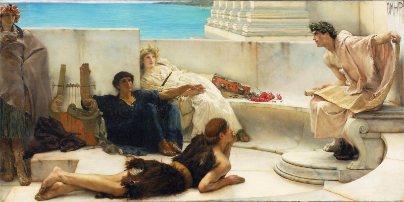 Lawrence Alma-Tadema reprodukcija A Reading from Homer (1885), VISOS REPRODUKCIJOS , paveikslai, reprodukcijos internetu