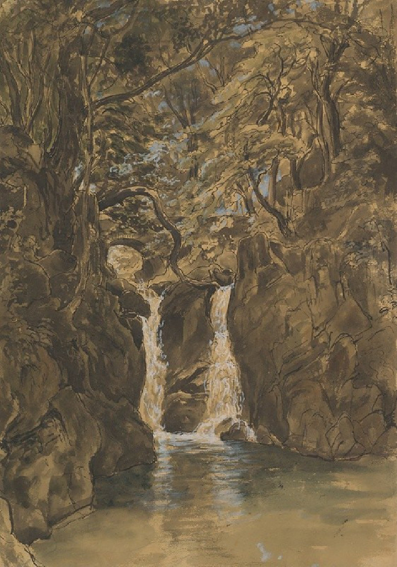 Thomas Fearnley reprodukcija A View of Lower Rydal Falls, Cumbria (1837), VISOS REPRODUKCIJOS , paveikslai, reprodukcijos int...