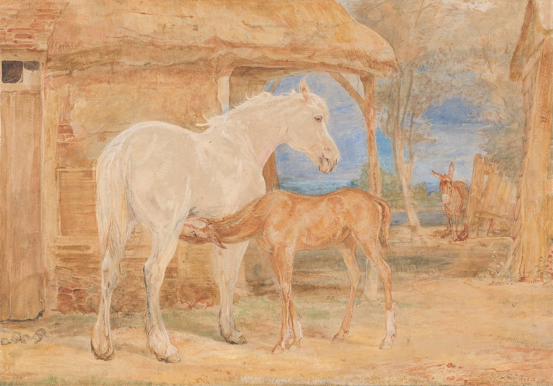 Gray Mare and a Chestnut Foal (1846) reproduction of painting by John Frederick Lewis. ALL GICLEE PRINTS