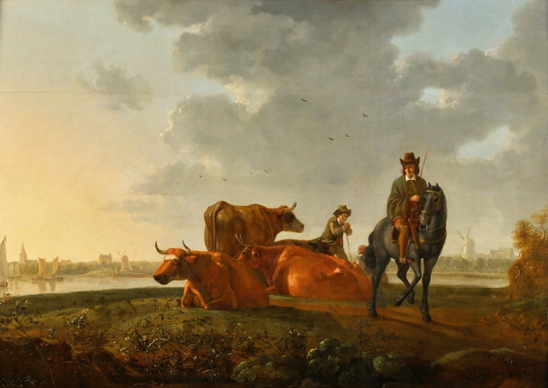 Weide am Fluss (1650-660) reproduction of painting by Aelbert Cuyp. ALL GICLEE PRINTS