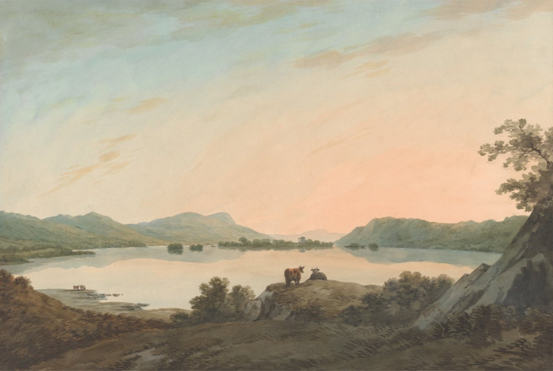 Lake Windermere from Calgarth with Belle Isle (ca. 1790) reproduction of painting by John Warwick Smith. ALL GICLEE PRINTS