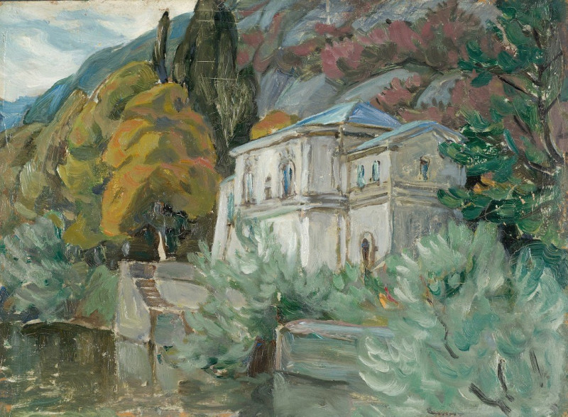 By Lago di Como. Study from Italy (1928) reproduction of painting by Anna Boberg. ALL GICLEE PRINTS