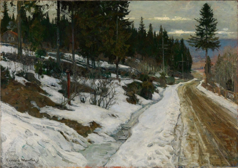 Winter in Nittedal (1905) reproduction of painting by Gerhard Munthe. ALL GICLEE PRINTS