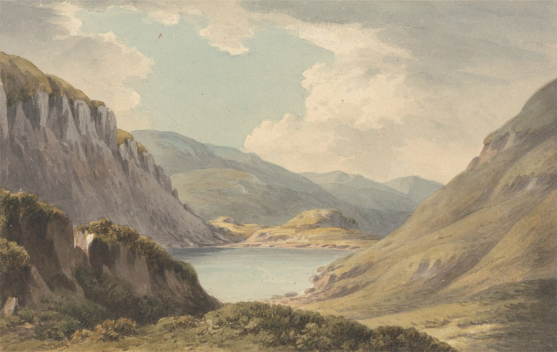 Llyn Geirionedd not Far from Trefriew, on the River Conway, Carnarvonshire reproduction of painting by John Warwick Smith. AL...