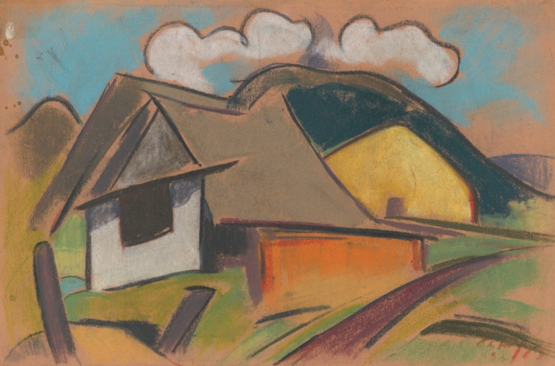 Cottages in the Mountains (1931) reproduction of painting by Zolo Palugyay. ALL GICLEE PRINTS