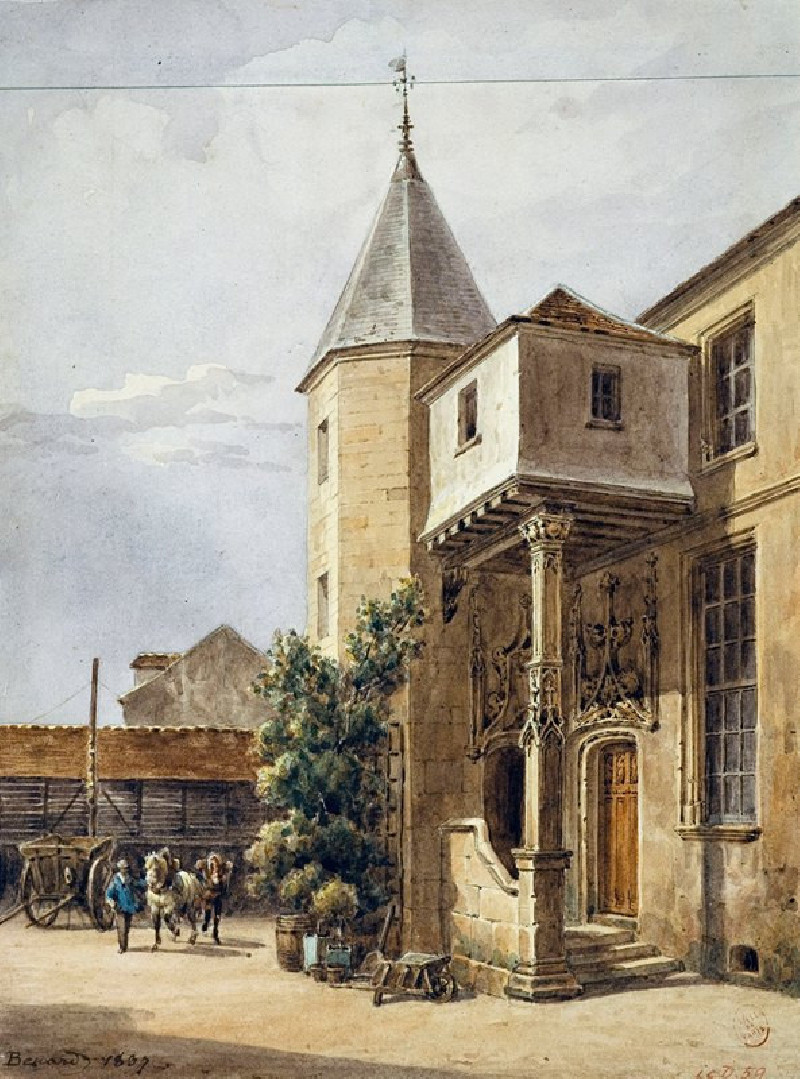 Maison dite de Saint-Louis et hangar. (1837) reproduction of painting by Auguste-Sébastien Bénard. ALL GICLEE PRINTS