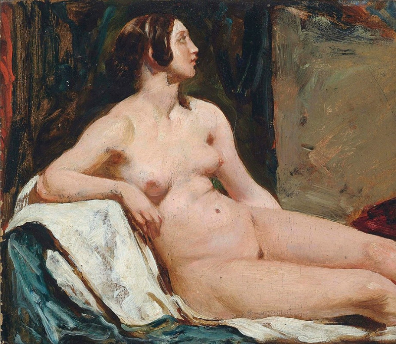 Female nude reproduction of painting by William Etty. Nude