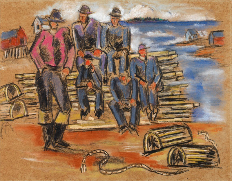 Study for Lobster Fishermen (1940) reproduction of painting by Marsden Hartley. ALL GICLEE PRINTS