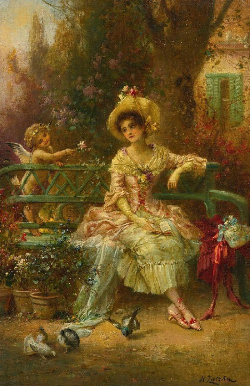 Thinking Of Him reproduction of painting by Hans Zatzka. ALL GICLEE PRINTS