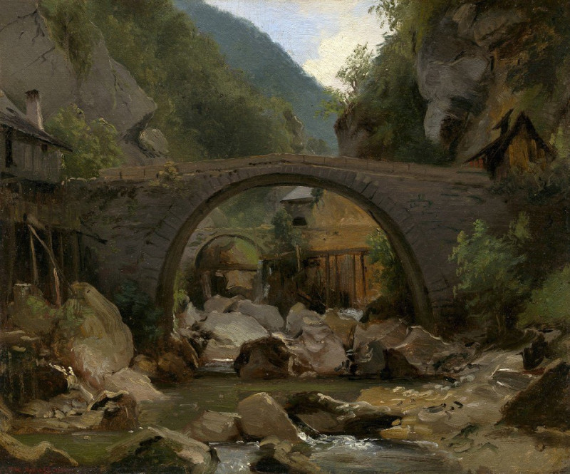 Mountain Stream in the Auvergne (1830) reproduction of painting by Théodore Rousseau. ALL GICLEE PRINTS