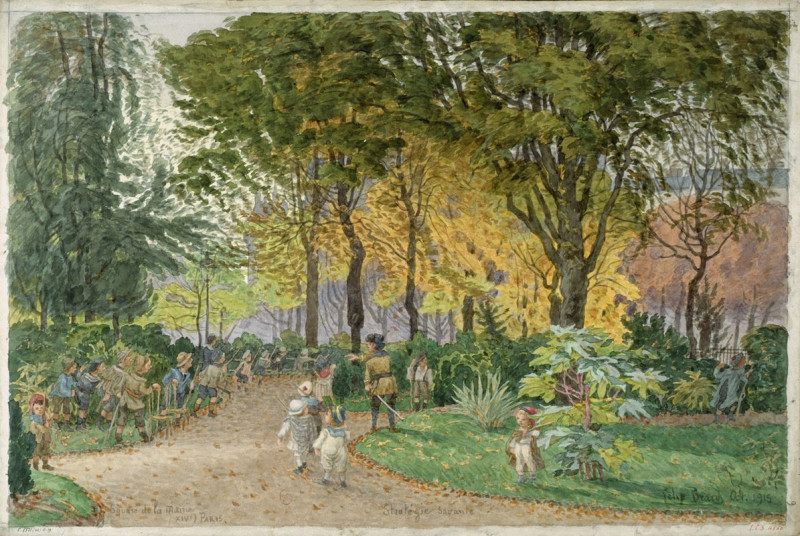 Square de la mairie du XIVème arrondissement (1915) reproduction of painting by Félix Brard. ALL GICLEE PRINTS