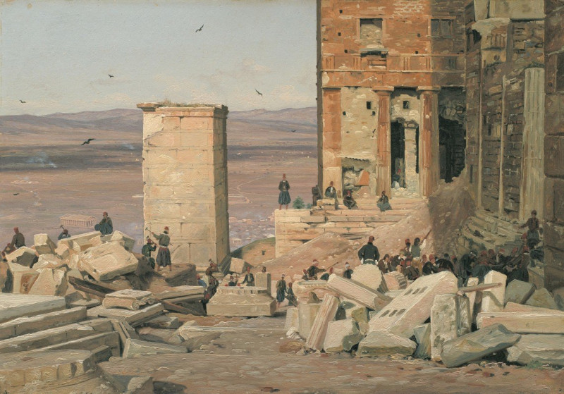 Greeks Working in the ruins of the Acropolis (1834 - 1835) reproduction of painting by Martinus Rørbye. ALL GICLEE PRINTS